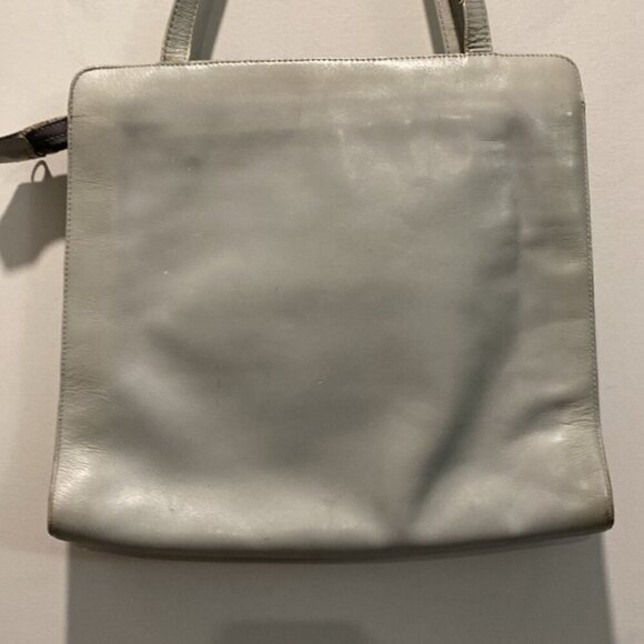 VINTAGE Grey All Leather Classic Shoulder Purse​​​​​ - Picture 7 of 14